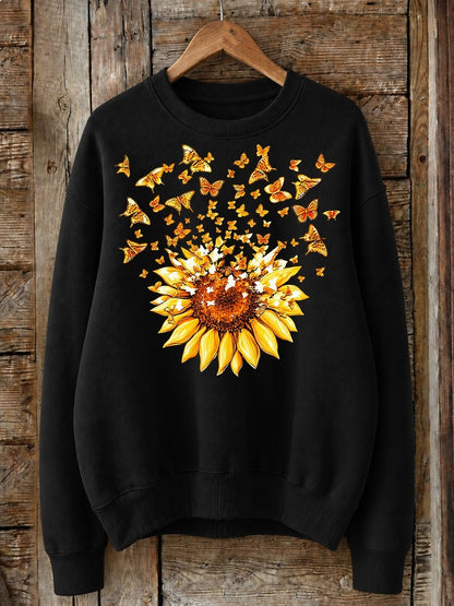 Sunflower And Butterflies - Life Stories Cotton Blend Sweatshirt
