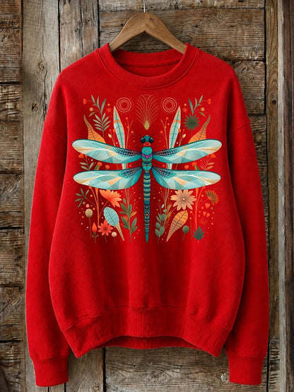 Dragonfly Among Wildflowers - Life Stories Cotton Blend Sweatshirt