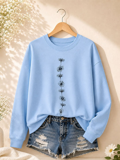 Blue White Floral Sweatshirt in Blue