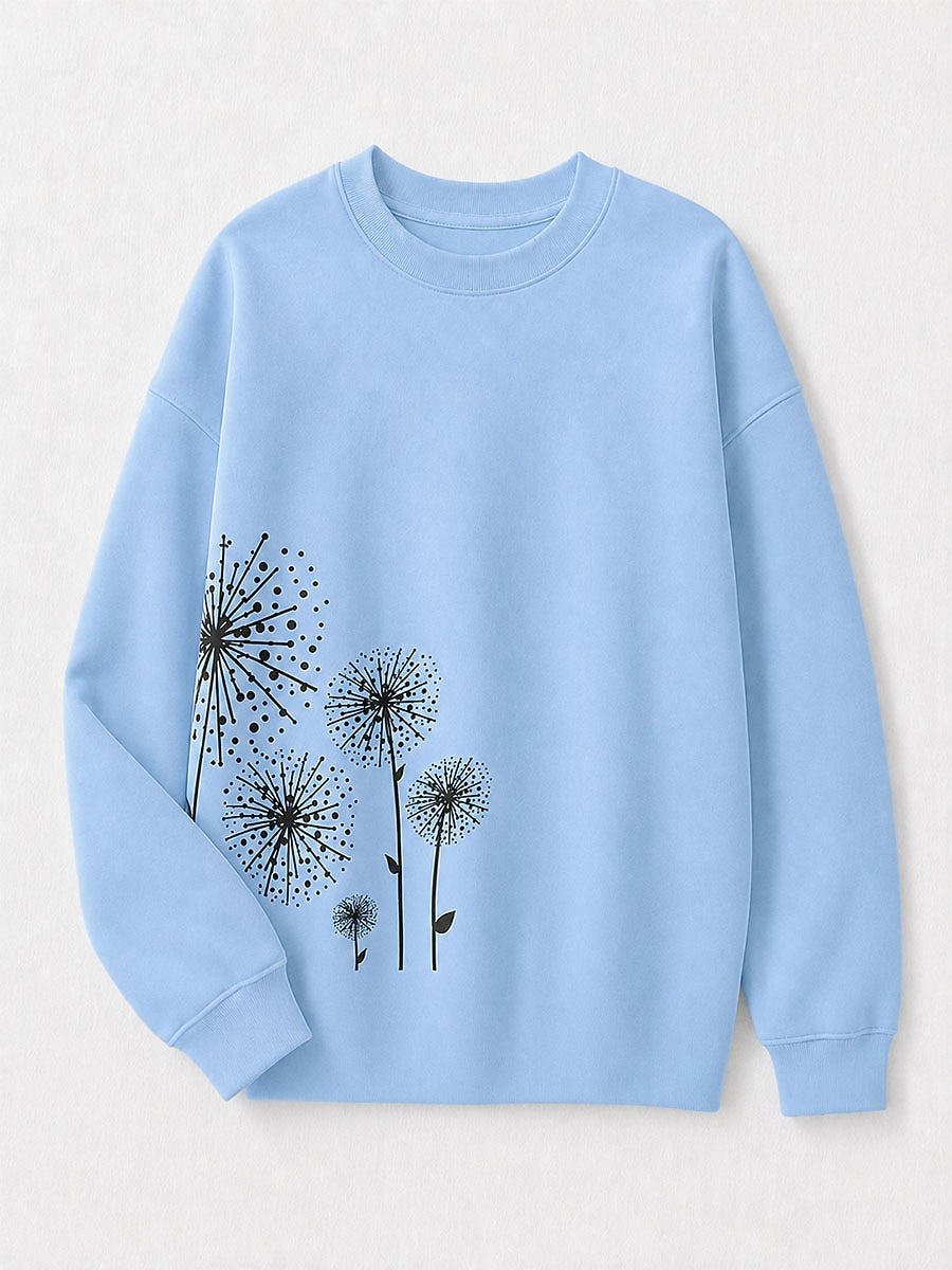 Blue Yellow Floral Sweatshirt in Blue