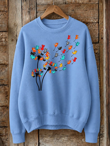 Cats Wishes In The Wind - Nature Story Cotton Blend Sweatshirt