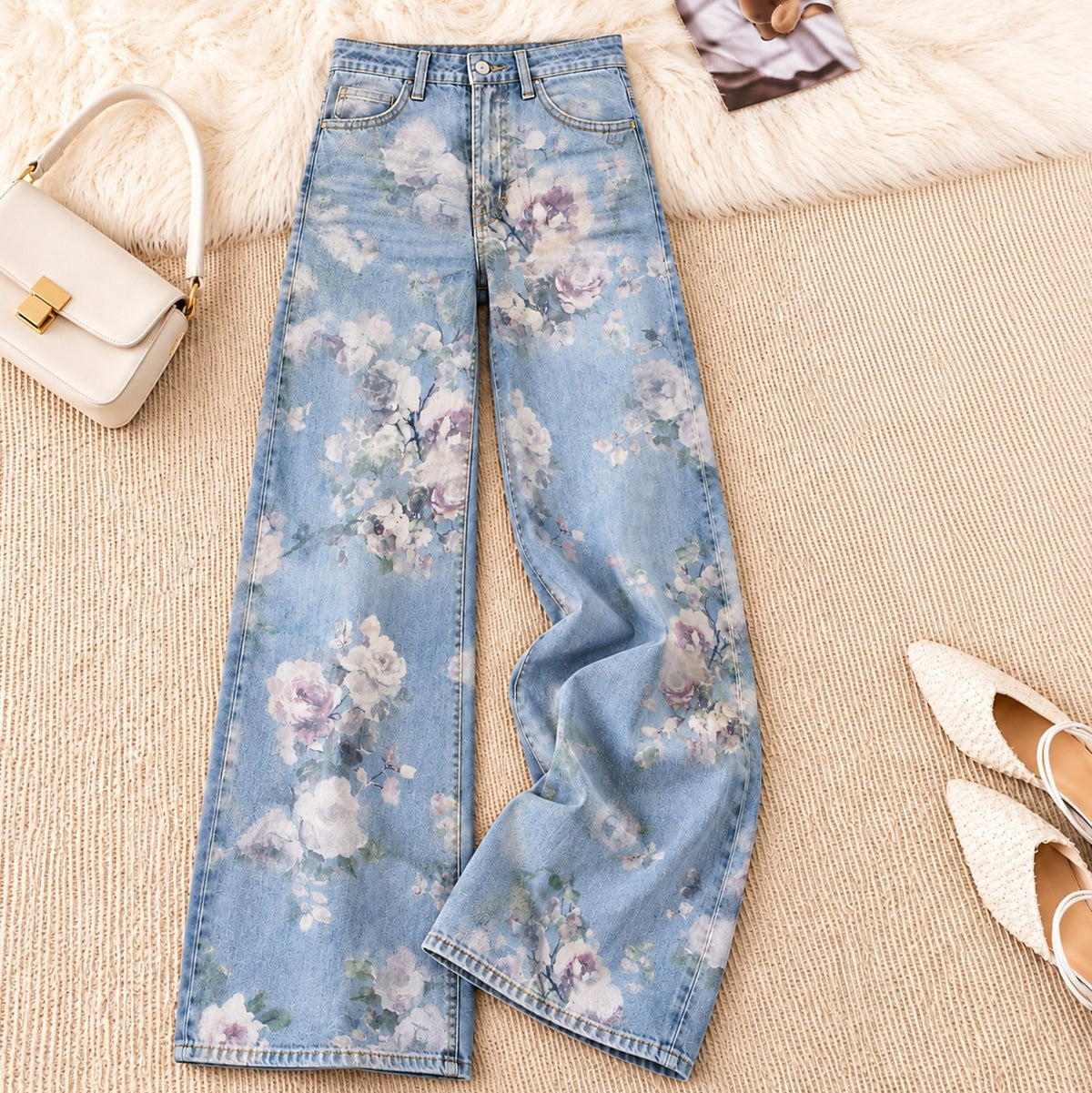 Floral Bouquet Wide Leg Jeans - Flora Women's Jeans