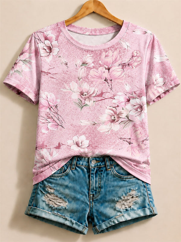 Allover Cherry Blossom Branches - Flora Cotton Tee