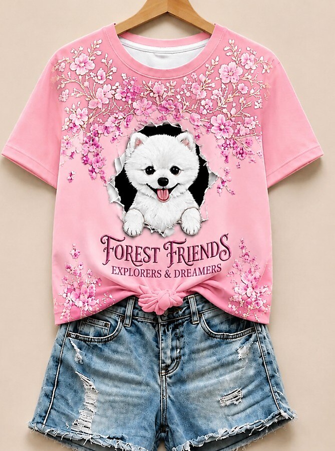 Forest Friends Puppy Among Lavender - Nature Story Cotton Tee