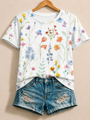 Wildflower Meadow Bloom - Floral Cotton Tee