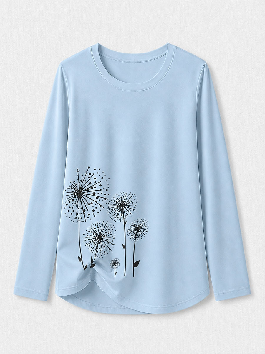 Blue Floral Long Tee in Blue