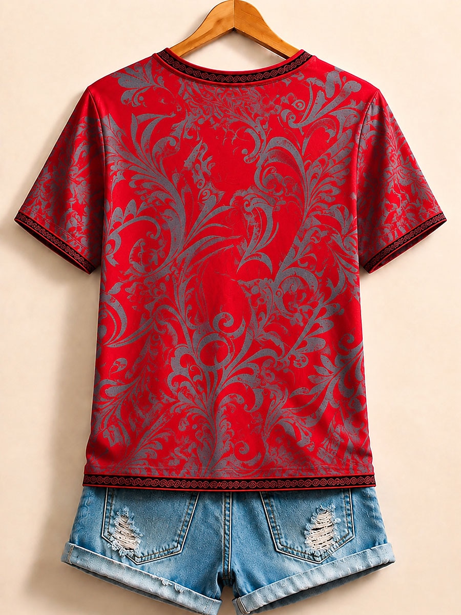 Blue Bird Cotton Tee in Blue