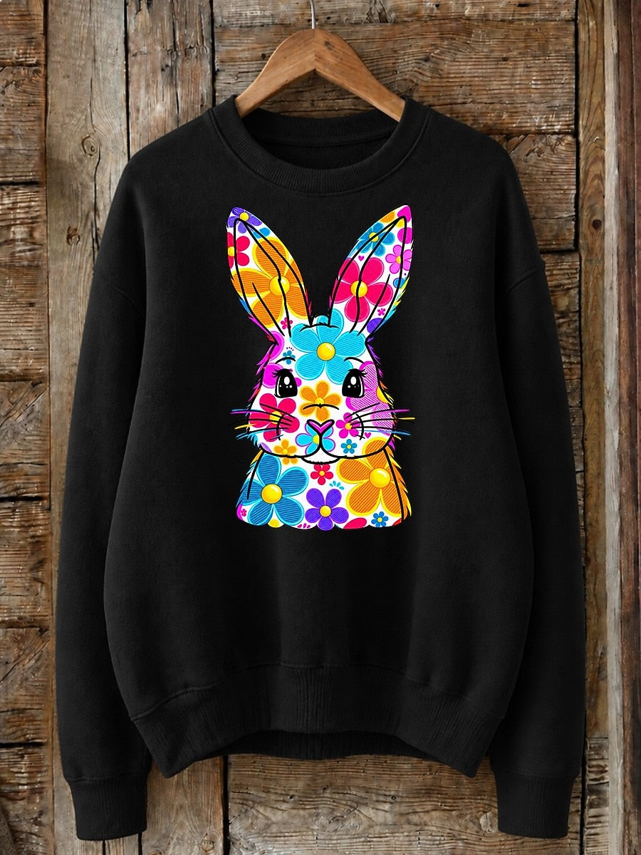 Floral Patchwork Rabbit - Nature Story Cotton Blend Sweatshirt