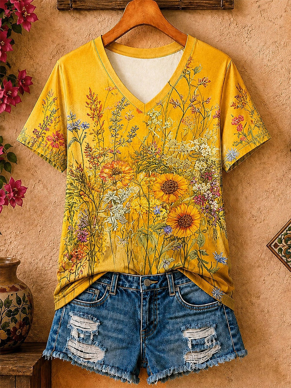 Sunflowers And Wildflowers - Flora Cotton Tee