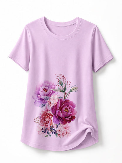 Pink Botanical Long Tee in Pink