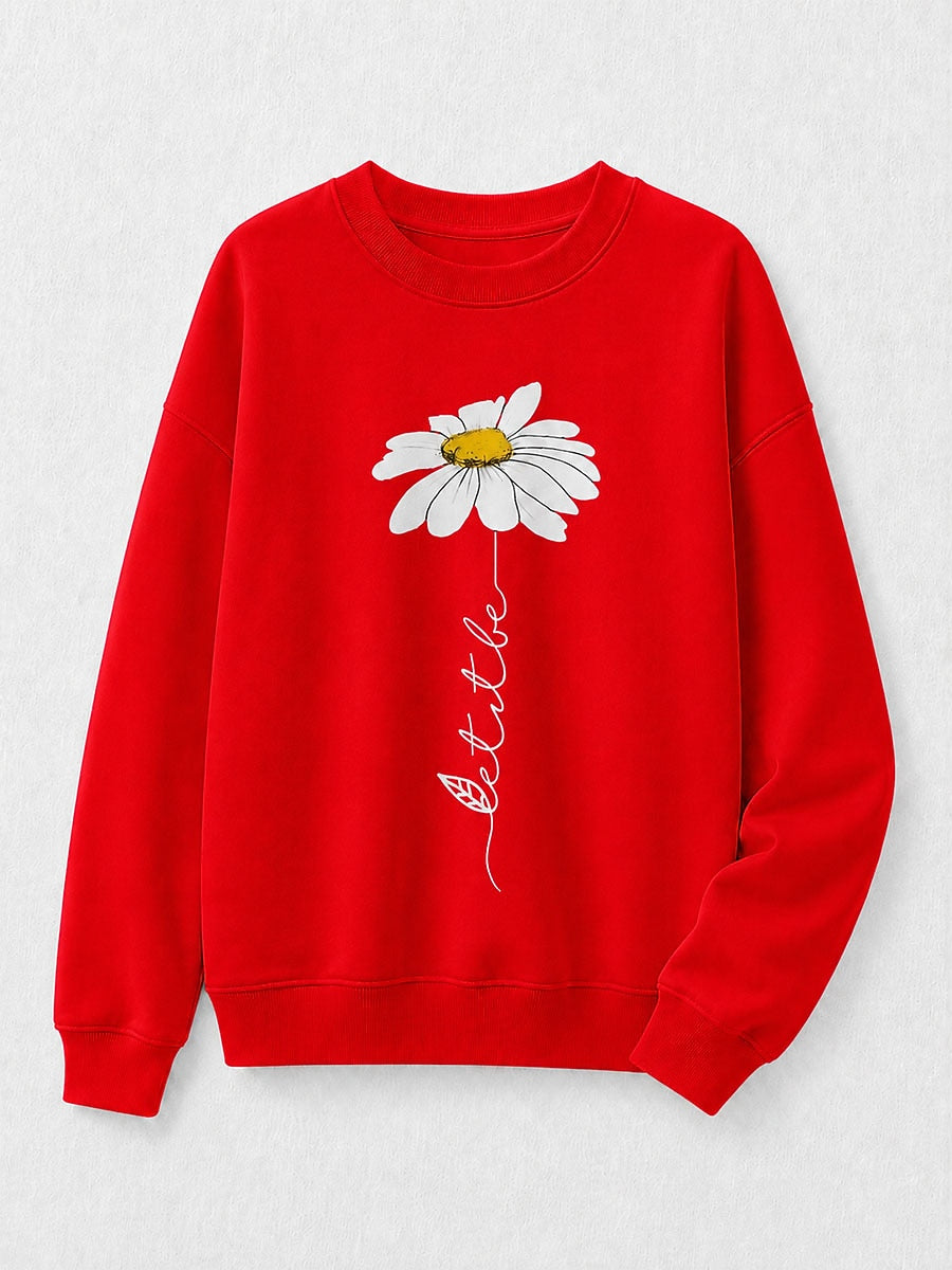 Yellow Pink Floral Sweatshirt in Blue