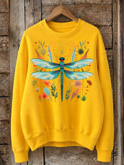 Dragonfly Among Wildflowers - Life Stories Cotton Blend Sweatshirt