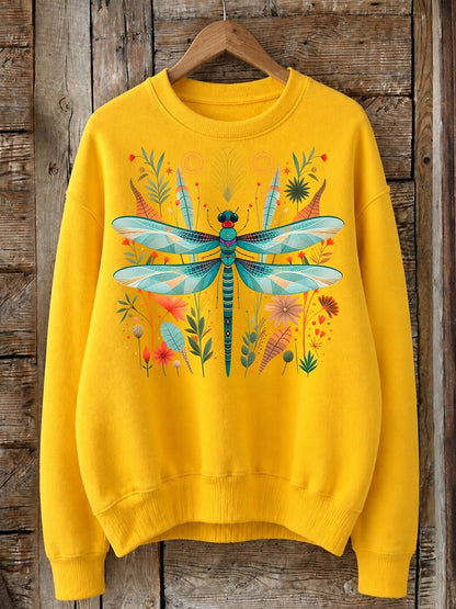 Dragonfly Among Wildflowers - Life Stories Cotton Blend Sweatshirt