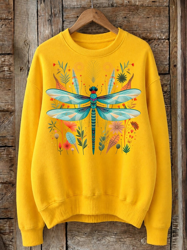 Dragonfly Among Wildflowers - Life Stories Cotton Blend Sweatshirt