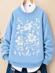 Botanical Flower Silhouette - Flora Cotton Blend Sweatshirt