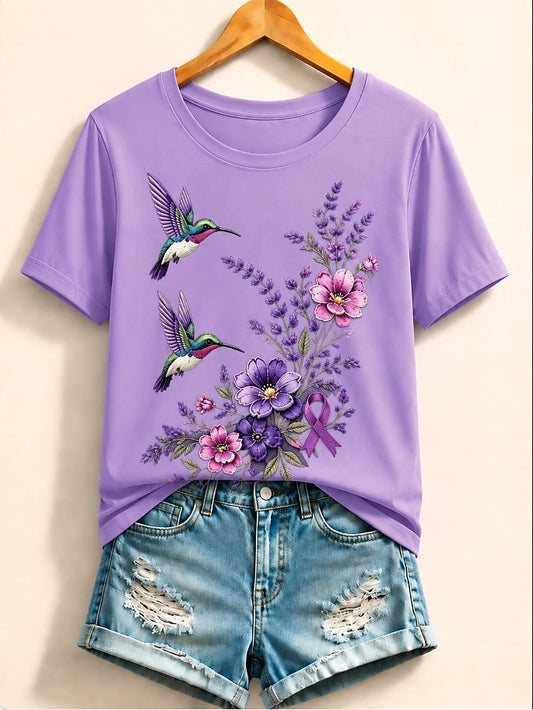 White Botanical Cotton Tee in White