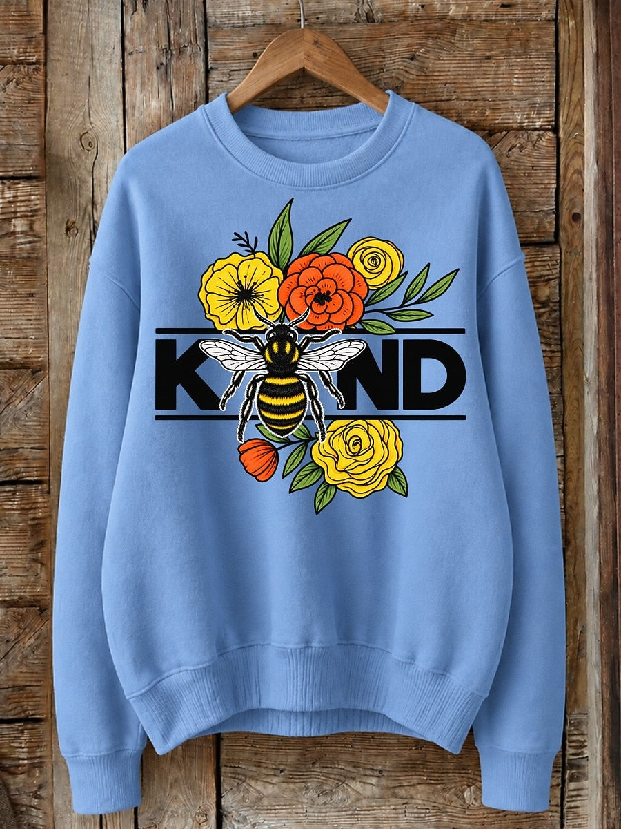 Bee Kind With Flowers - Life Stories Cotton Blend Sweatshirt