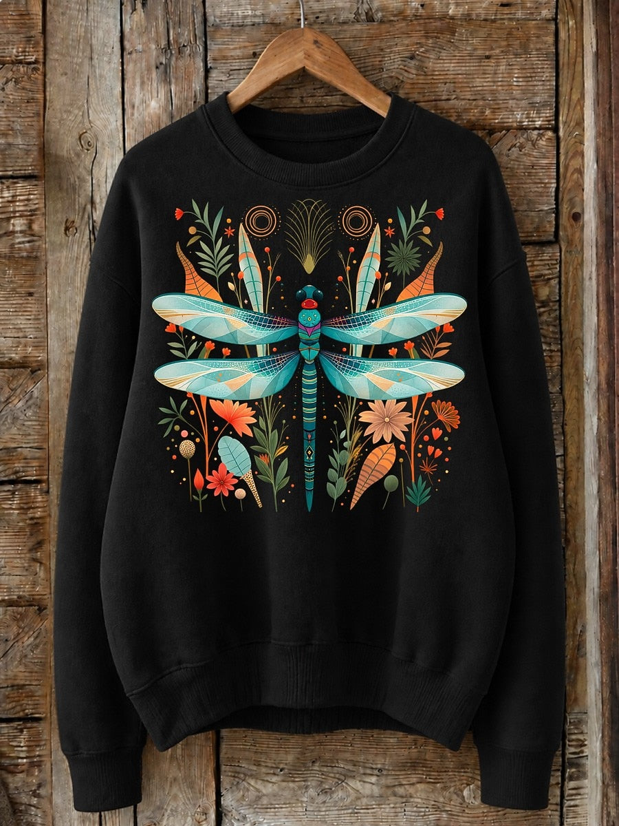 Dragonfly Among Wildflowers - Life Stories Cotton Blend Sweatshirt