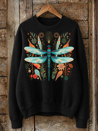 Dragonfly Among Wildflowers - Life Stories Cotton Blend Sweatshirt