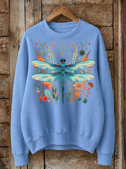 Dragonfly Among Wildflowers - Life Stories Cotton Blend Sweatshirt