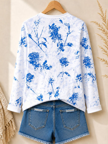 Distressed Floral Blossoms - Flora Cotton Long Sleeve Tee