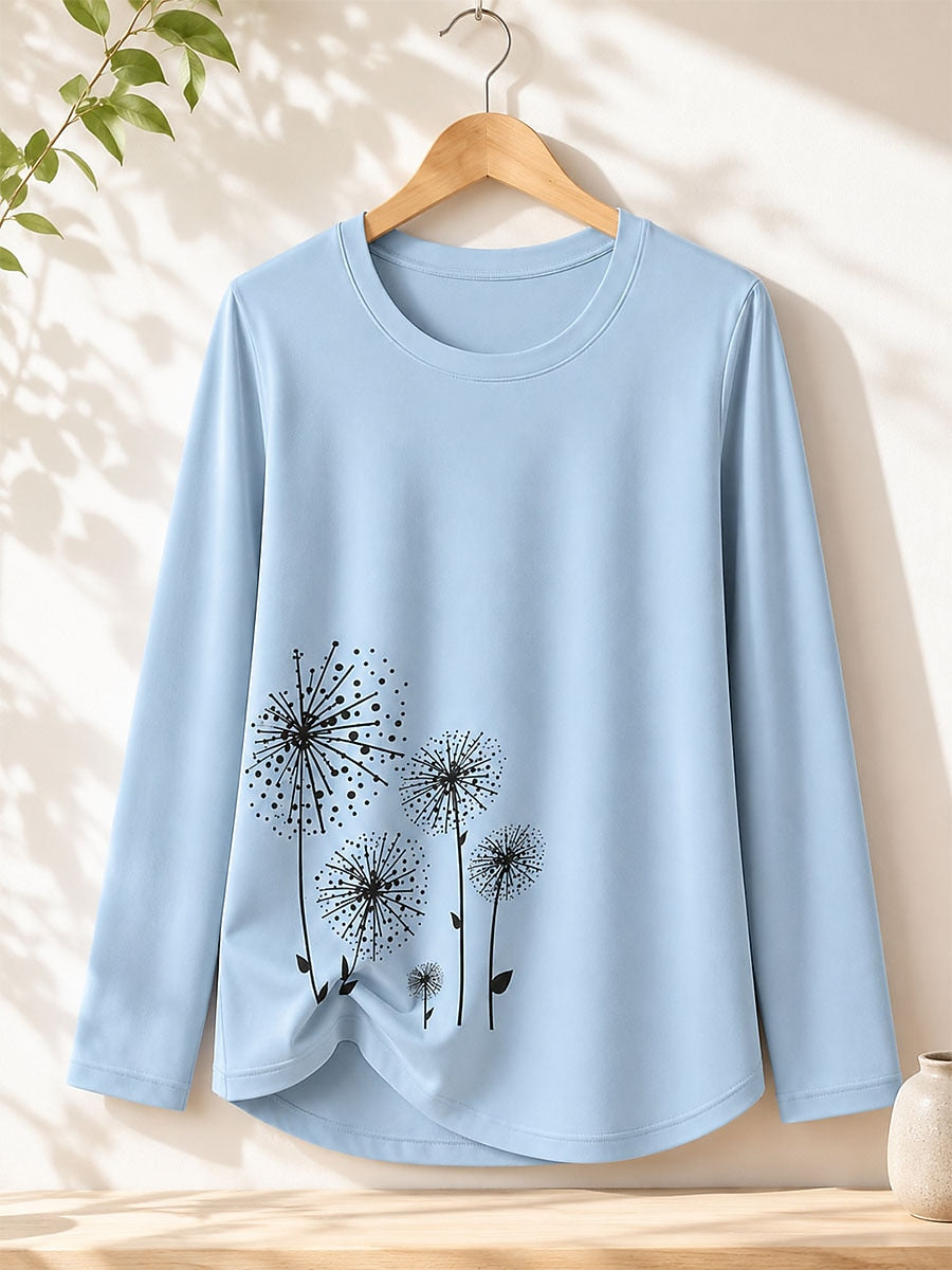 Blue Floral Long Tee in Blue