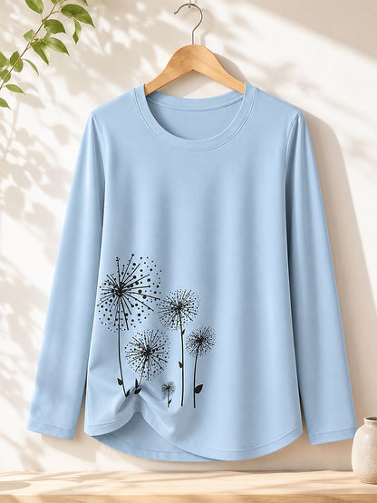 Blue Floral Long Tee in Blue