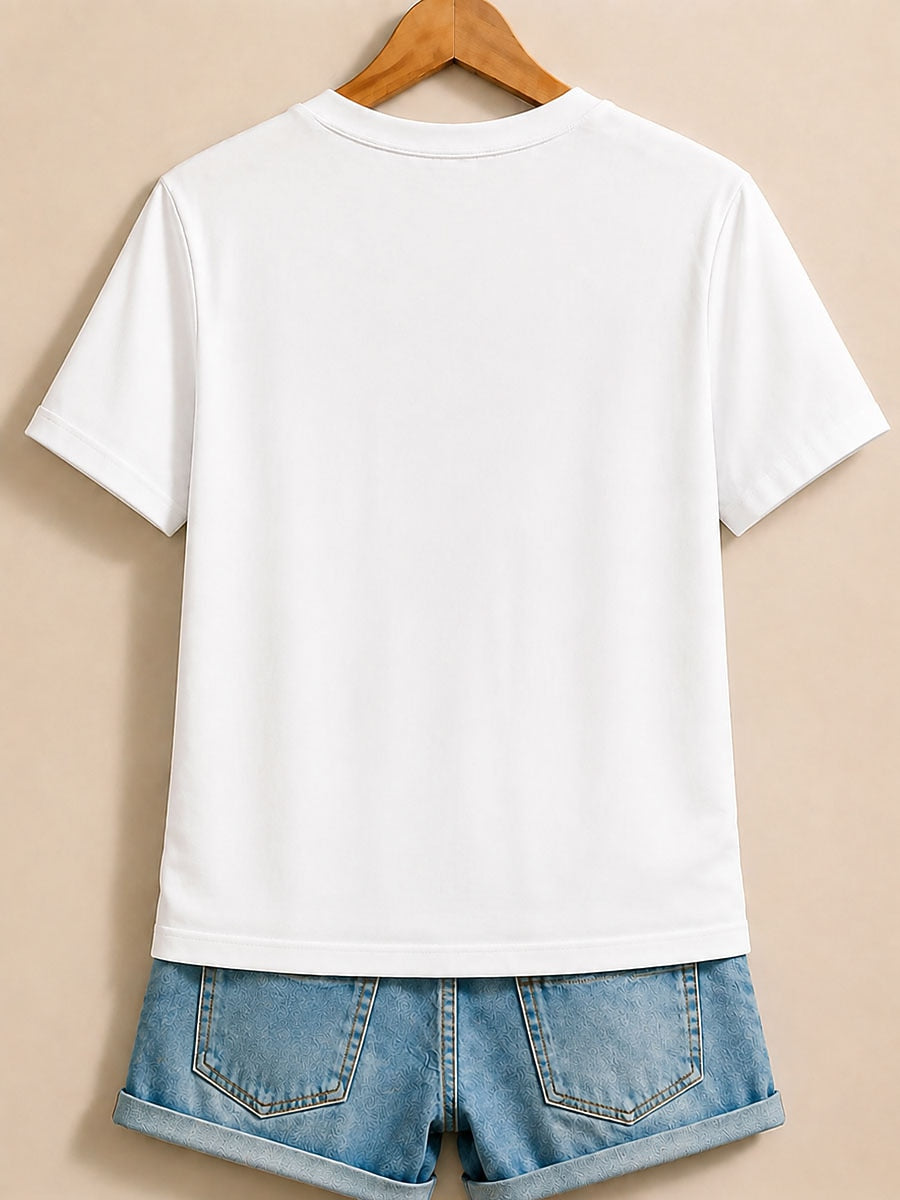 Black Floral Letter Tee in White