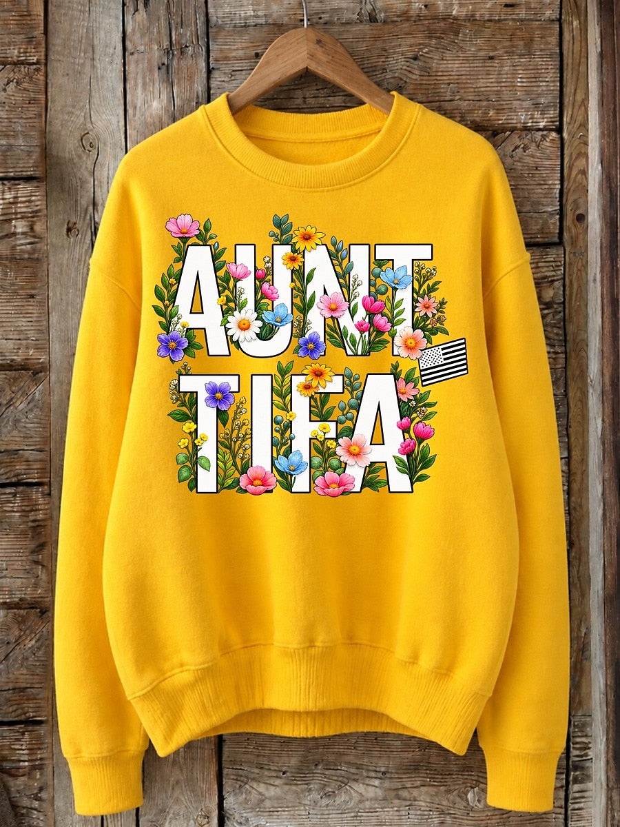 Auntie With Wildflowers - Life Stories Cotton Blend Sweatshirt