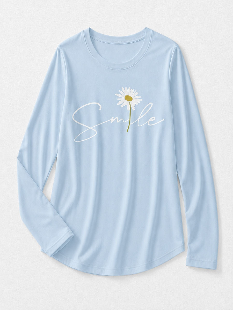 Letter Graphic Cotton Tee in Blue