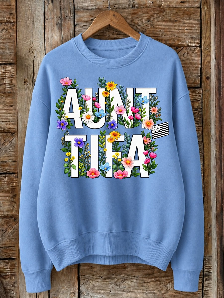 Auntie With Wildflowers - Life Stories Cotton Blend Sweatshirt