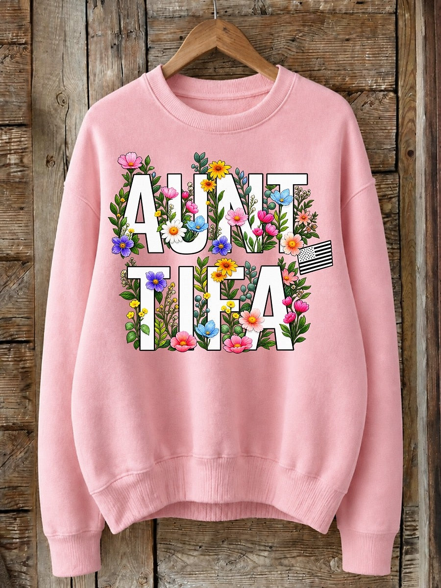 Auntie With Wildflowers - Life Stories Cotton Blend Sweatshirt