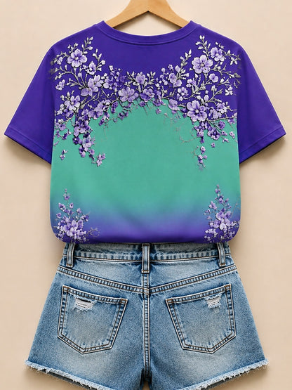 Purple Animal Cotton Tee in Purple
