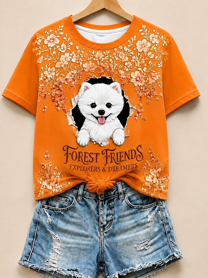 Forest Friends Puppy Among Lavender - Nature Story Cotton Tee