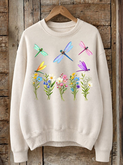 Dragonflies Above Wildflowers - Life Stories Cotton Blend Sweatshirt