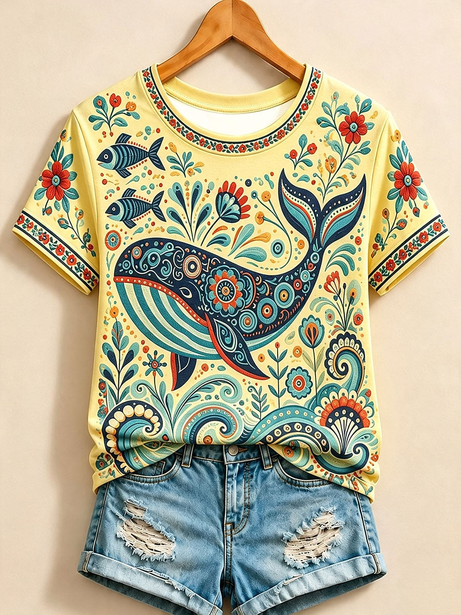 Yellow Animal Cotton Tee in Yellow