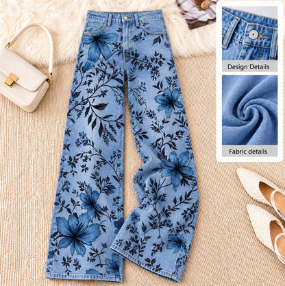 Botanical Vine Wide Leg Jeans - Flora Women's Jeans