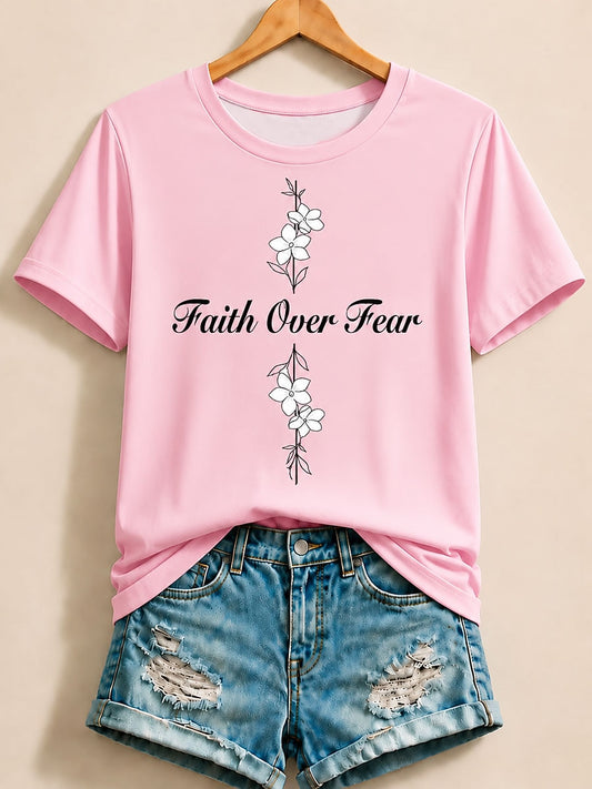 Purple Floral Graphic Tee in Blue