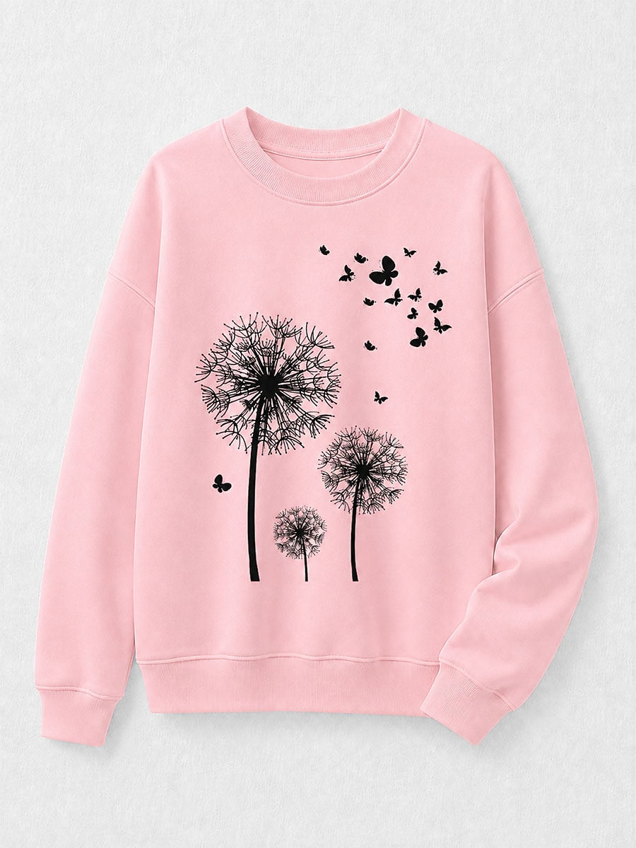 Dandelions With Butterflies - Life Stories Cotton Blend Sweatshirt