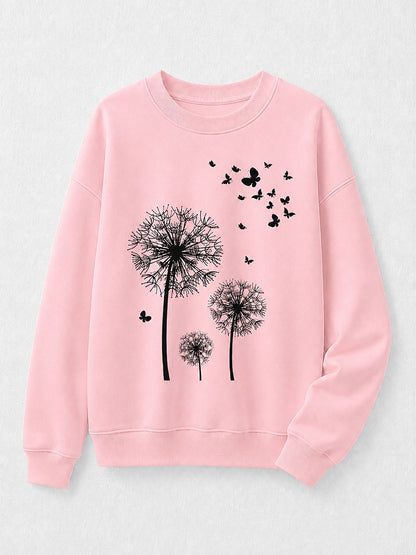 Dandelions With Butterflies - Life Stories Cotton Blend Sweatshirt