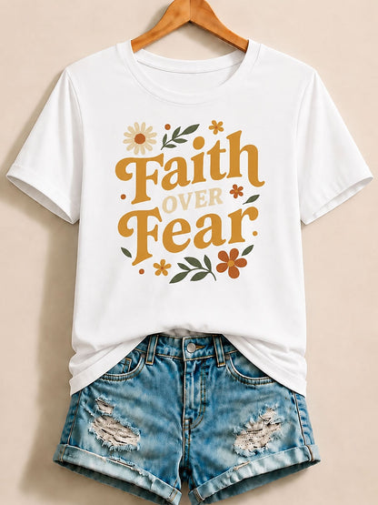 Purple Floral Letter Tee in White