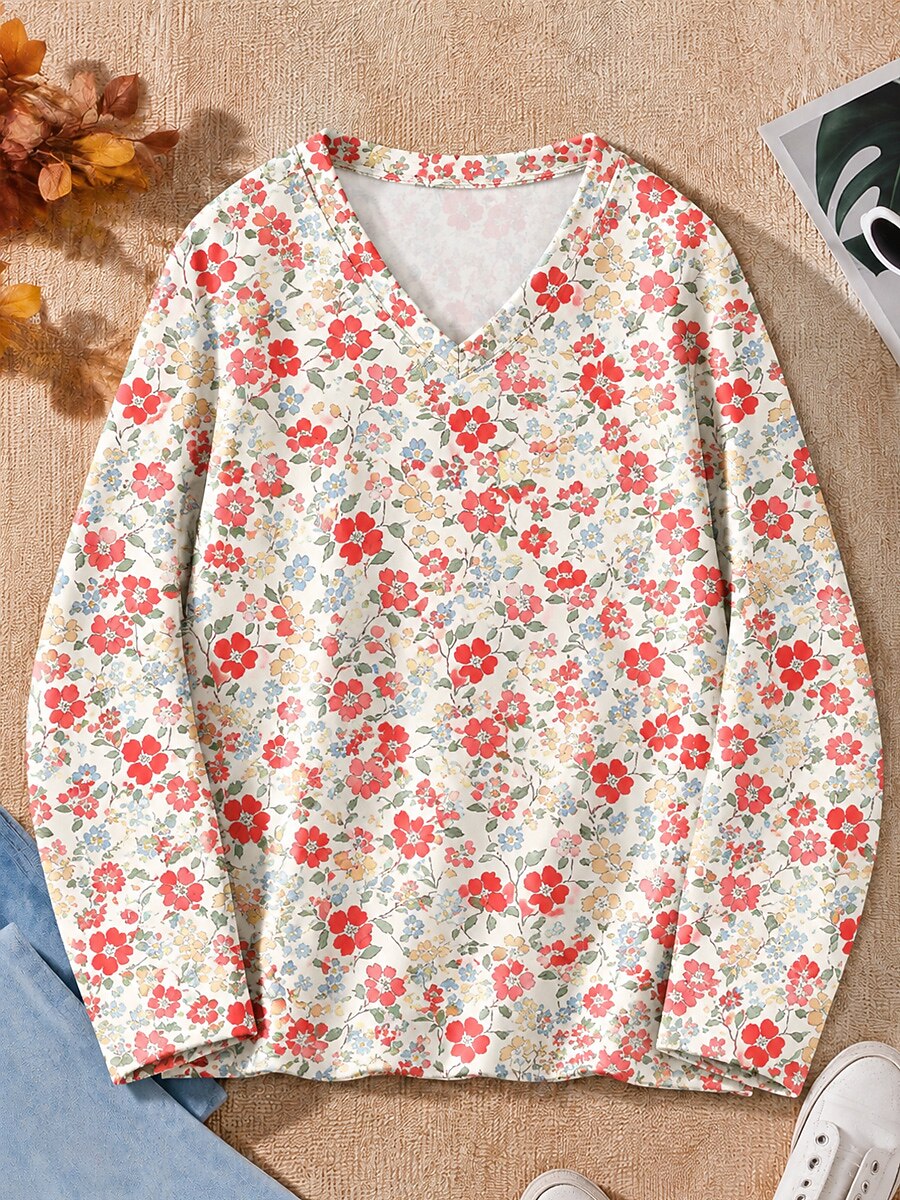 Tiny Floral Blossoms - Flora Cotton Long Sleeve Tee