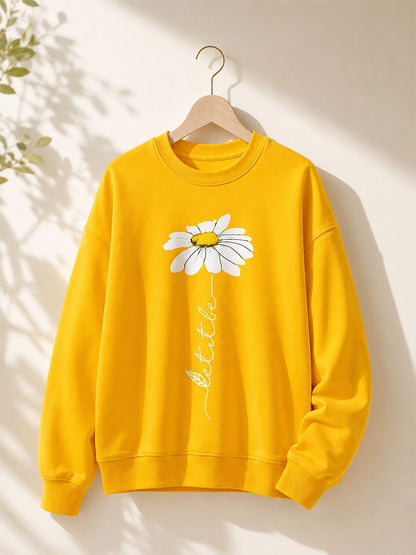 Yellow Pink Floral Sweatshirt in Blue