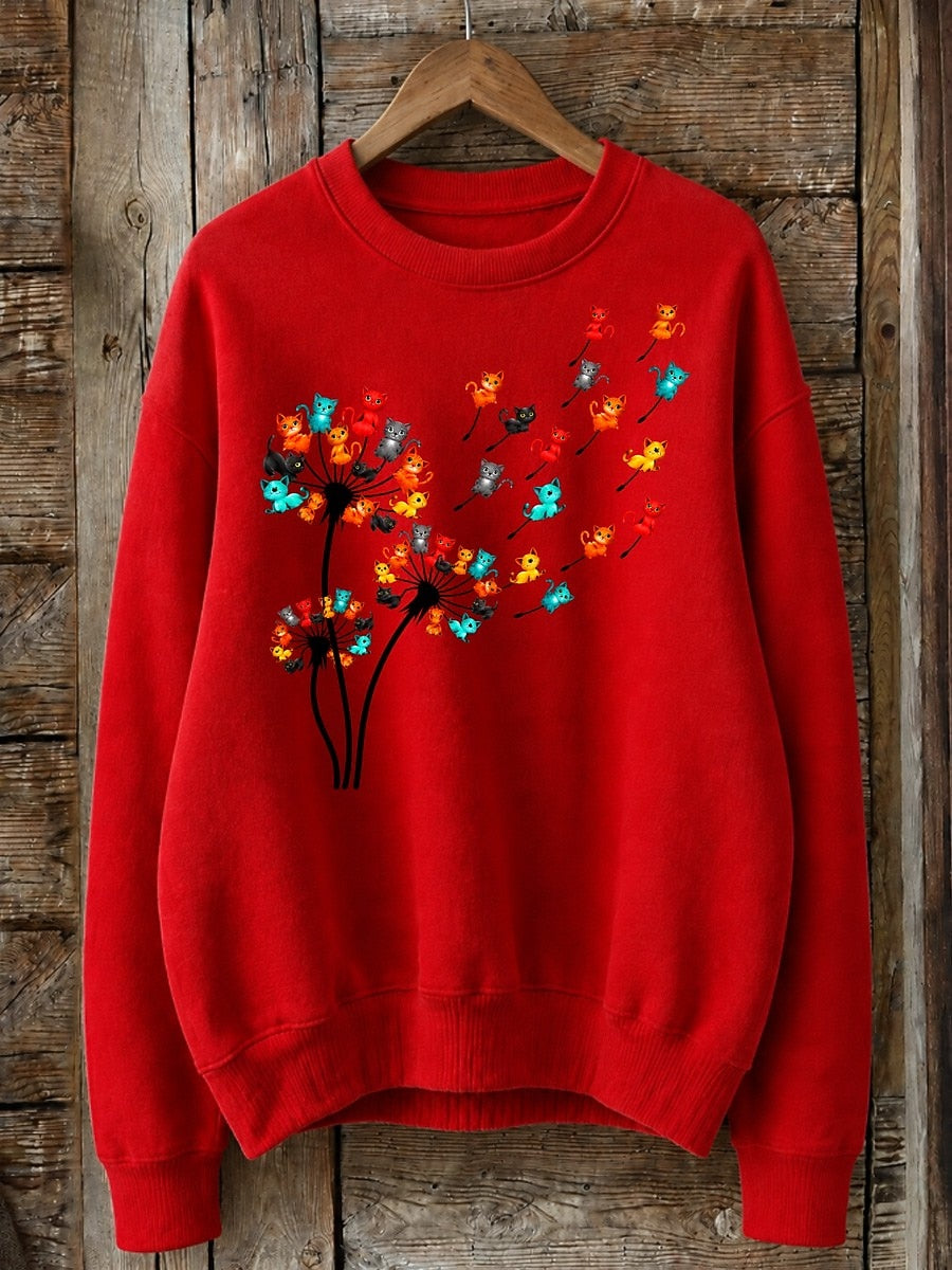 Cats Wishes In The Wind - Nature Story Cotton Blend Sweatshirt
