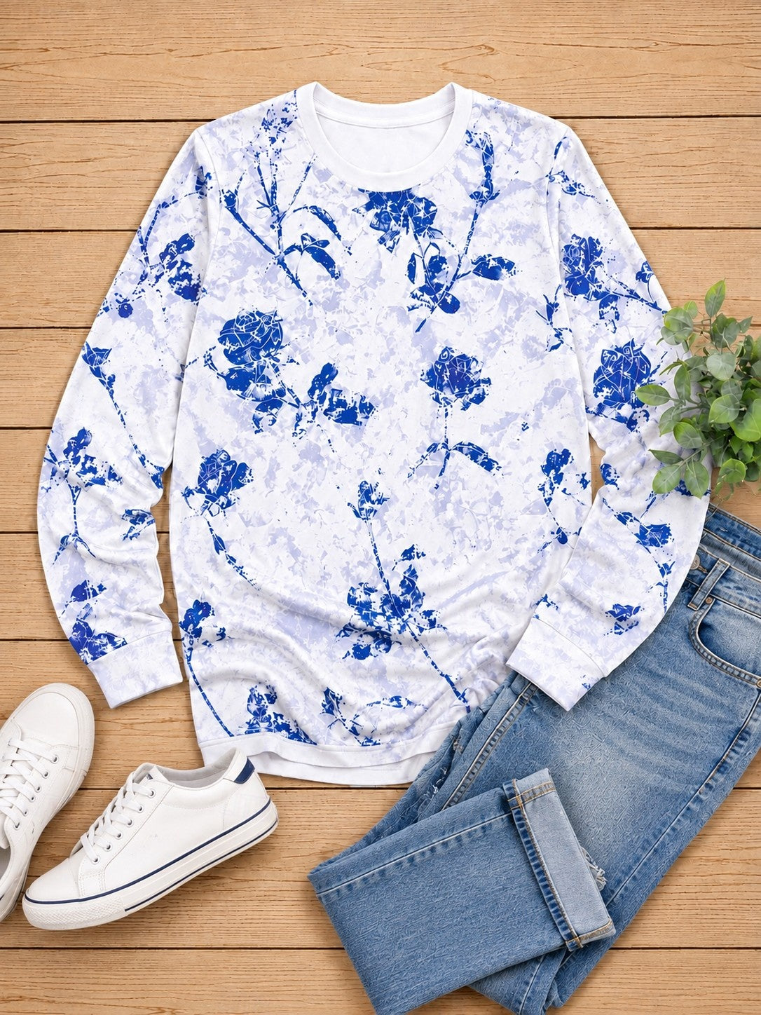 Distressed Floral Blossoms - Flora Cotton Long Sleeve Tee