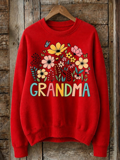 Grandma With Wildflowers - Life Stories Cotton Blend Sweatshirt
