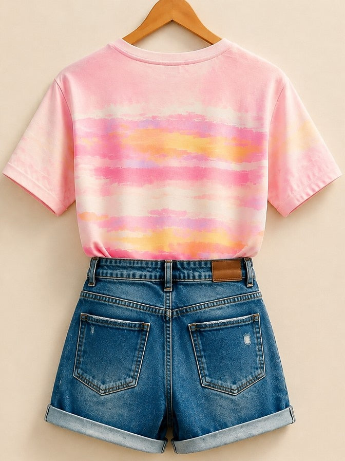 Pink Animal Cotton Tee in Pink