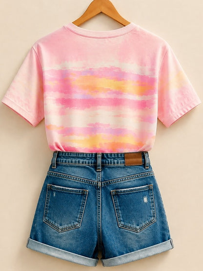 Pink Animal Cotton Tee in Pink
