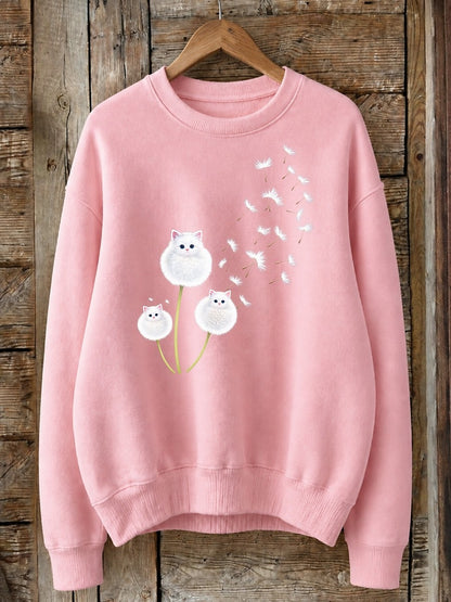 Cats As Dandelion Wishes - Nature Story Cotton Blend Sweatshirt