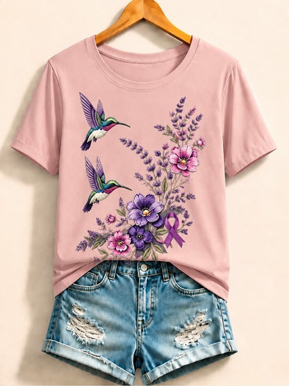 White Botanical Cotton Tee in White